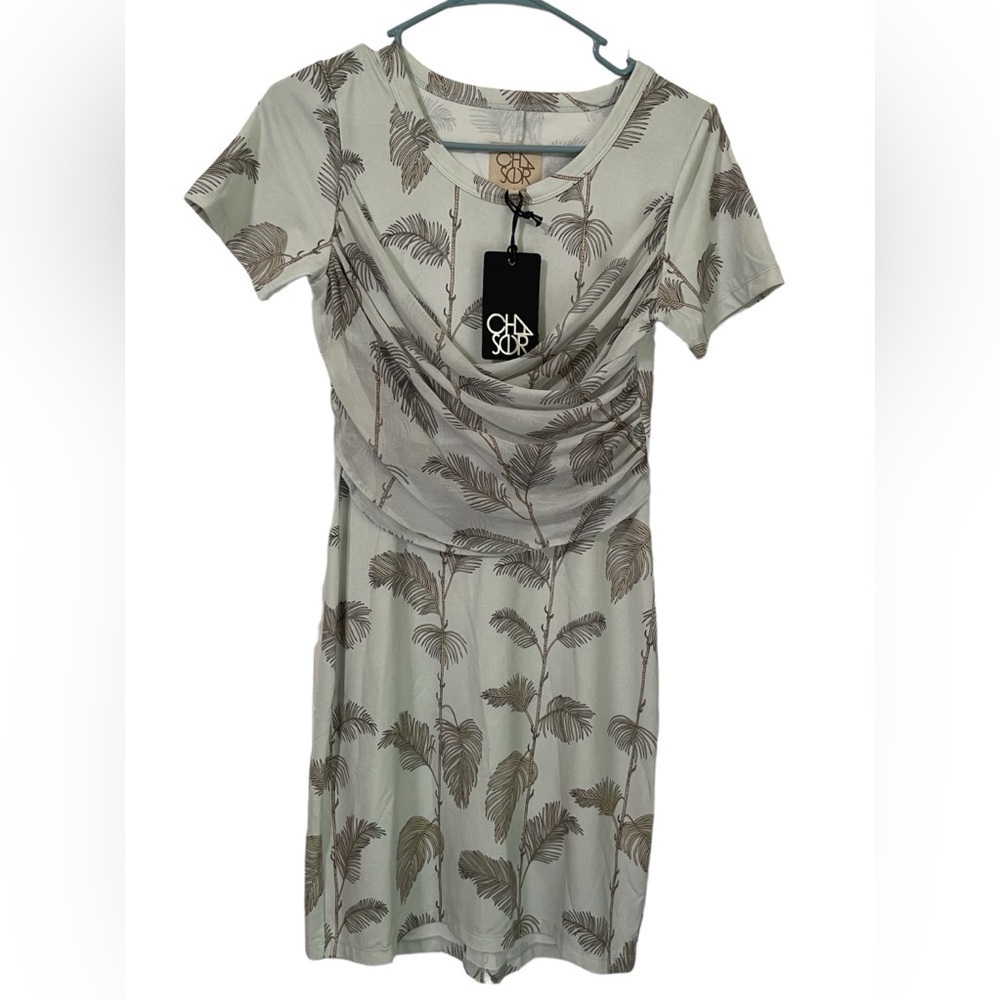 Chaser Women’s NWT Quadrablend Short Sleeve Mesh Crossover Shirt dress Small